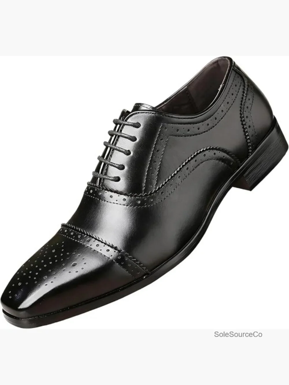 Men's Leather Lace Up Cap Toe Brogue Oxfords Dress Shoes Classic Business